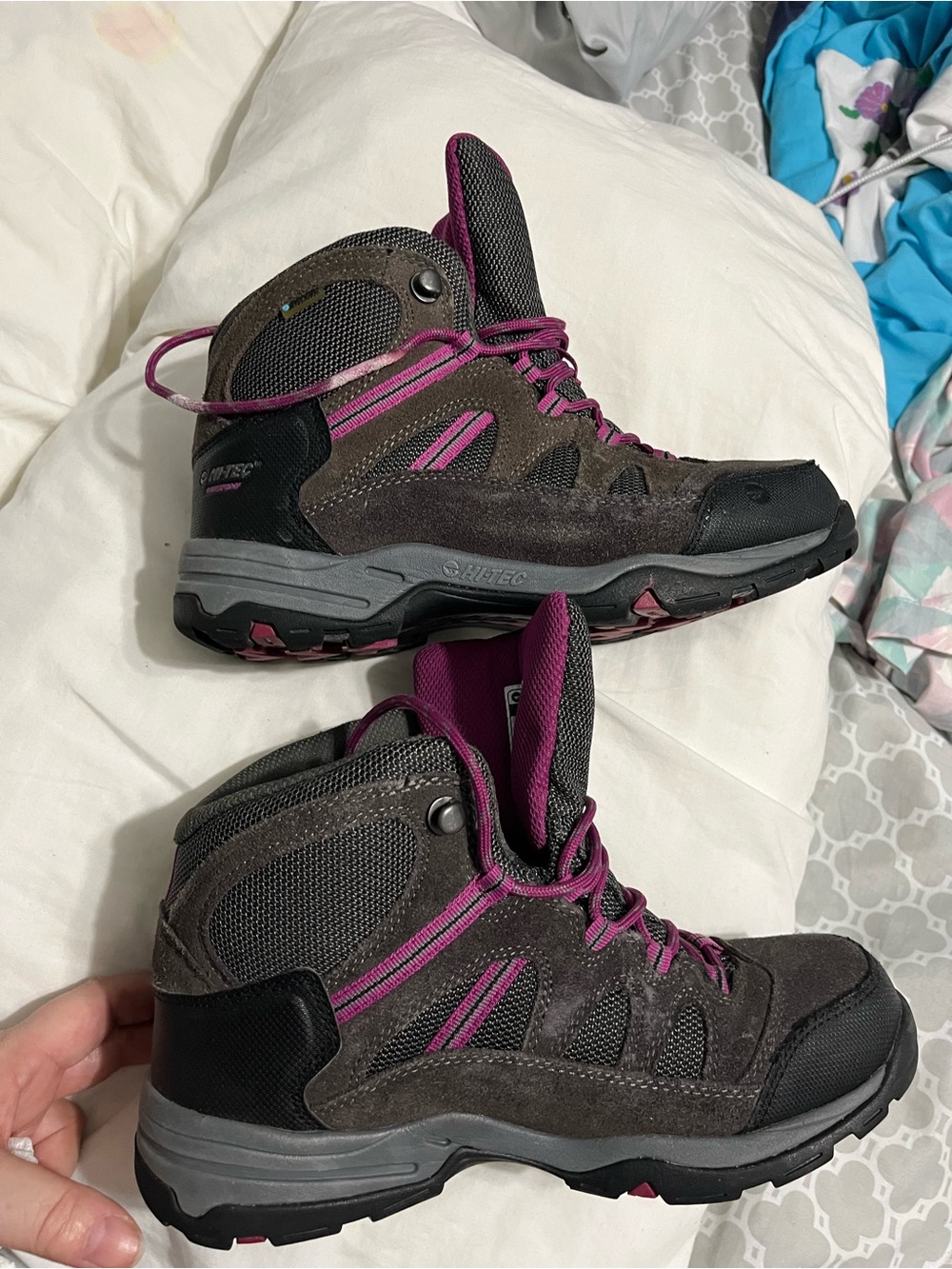 Hi-Tec Brown and Pink Lace-Up Mid-Cut Hiking Boots